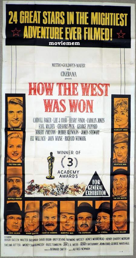 HOW THE WEST WAS WON Original 3 Sheet Movie Poster John Wayne James Stewart