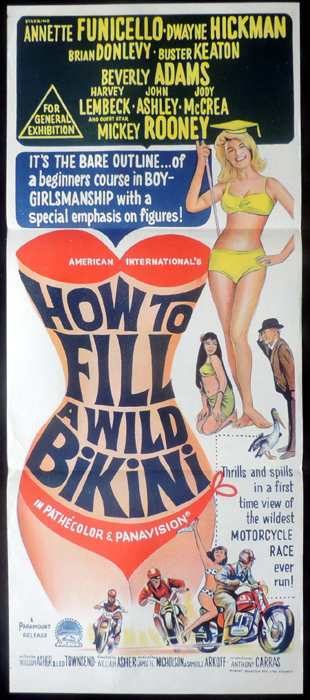 HOW TO FILL A WILD BIKINI Original Daybill Movie Poster Annette Funicello