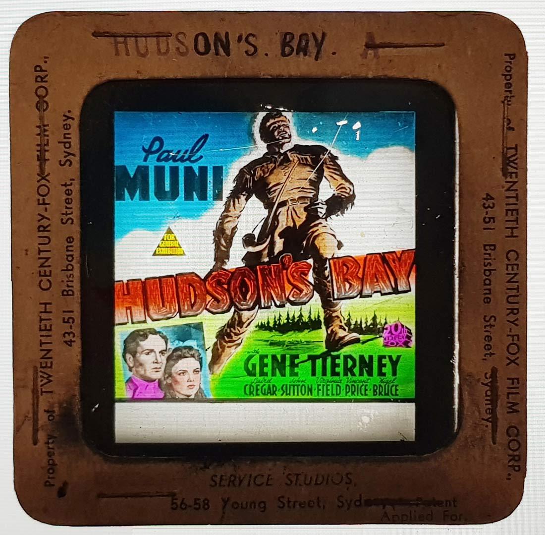 HUDSONS BAY Movie Glass Slide Paul Muni Gene Tierney