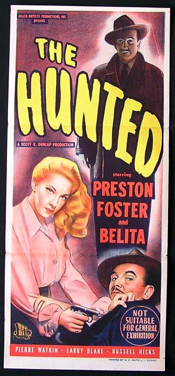 THE HUNTED Daybill Movie Poster Preston Foster Film Noir