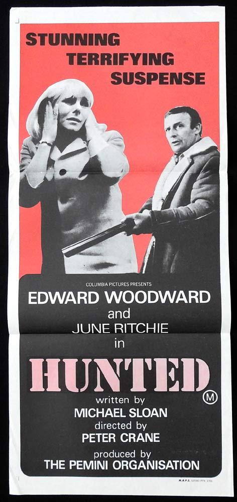 HUNTED Original Daybill Movie Poster Edward Woodward June Ritchie