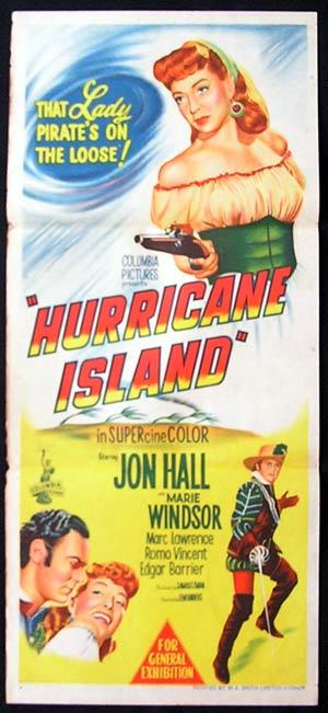 HURRICANE ISLAND 1951 Jon Hall RARE Daybill Movie poster