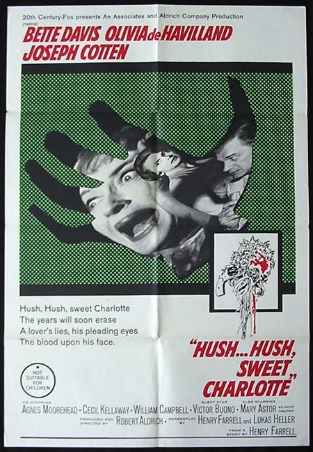 HUSH HUSH SWEET CHARLOTTE Original One sheet Movie poster Bette Davis