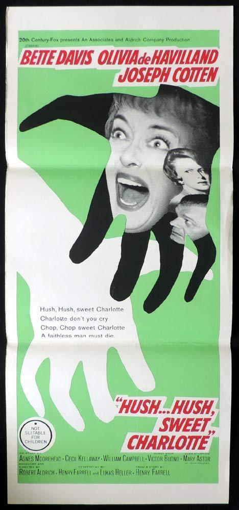 HUSH HUSH SWEET CHARLOTTE Original Daybill Movie Poster Bette Davis Horror