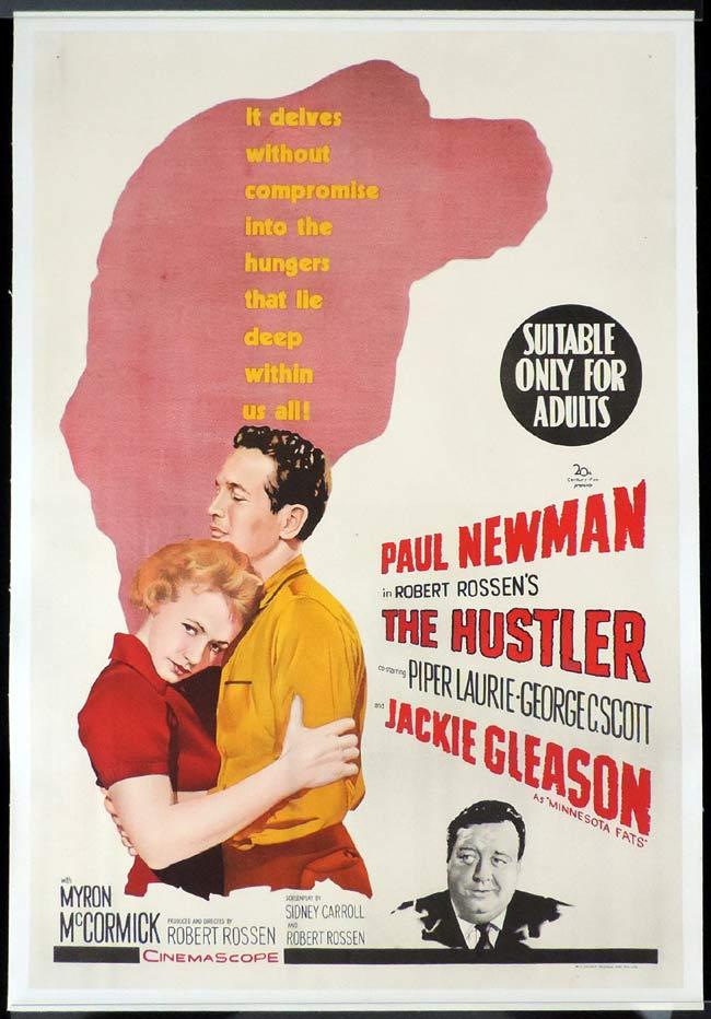 THE HUSTLER One sheet Movie poster Linen Backed Paul Newman