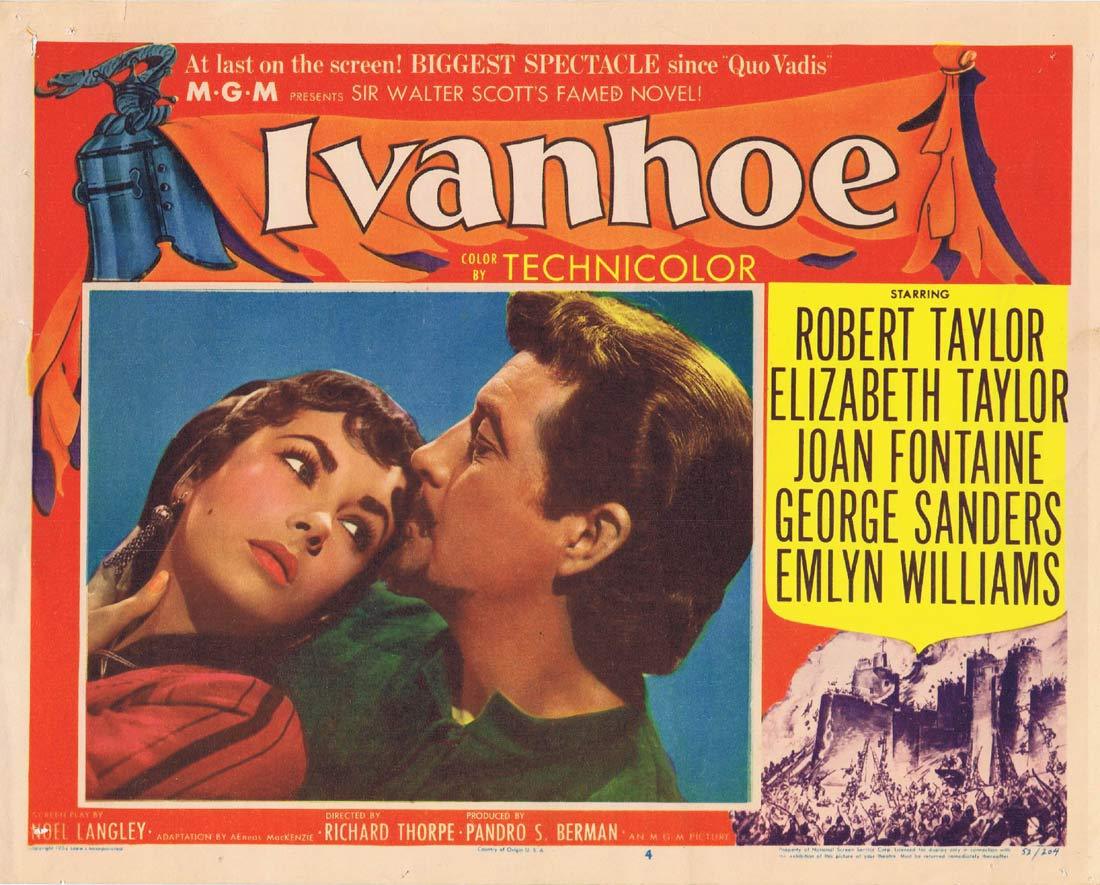 IVANHOE Original Lobby Card 4 Robert Taylor Elizabeth Taylor Joan Fontaine