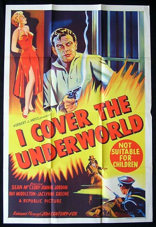 I COVER THE UNDERWORLD Movie Poster 1955 Crime Film Noir VERY RARE One sheet