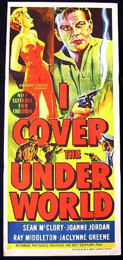 I COVER THE UNDERWORLD Movie Poster 1955 Crime Film Noir ORIGINAL daybill