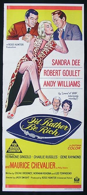 I’D RATHER BE RICH Movie poster 1964 Sandra Dee Daybill