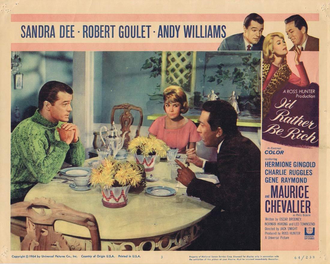 I’D RATHER BE RICH Lobby Card 3 Sandra Dee Robert Goulet Andy Williams