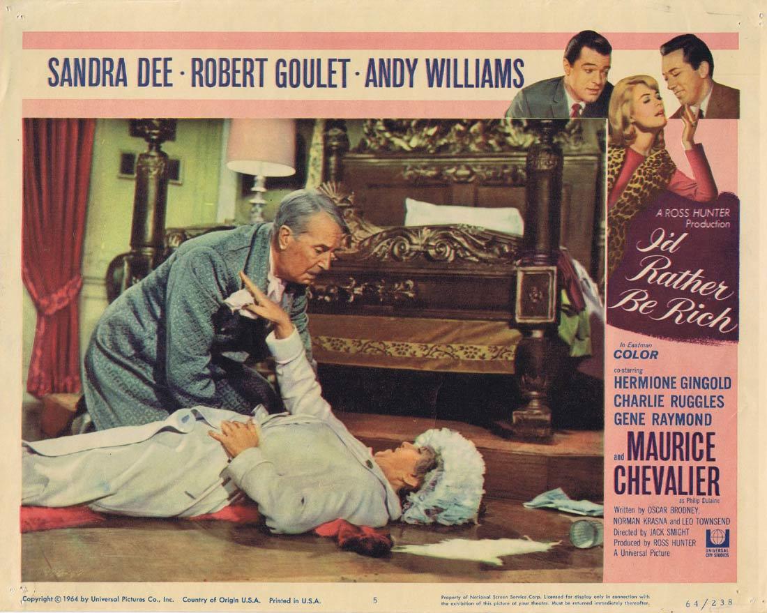 I’D RATHER BE RICH Lobby Card 5 Maurice Chevalier Sandra Dee Robert Goulet Andy Williams