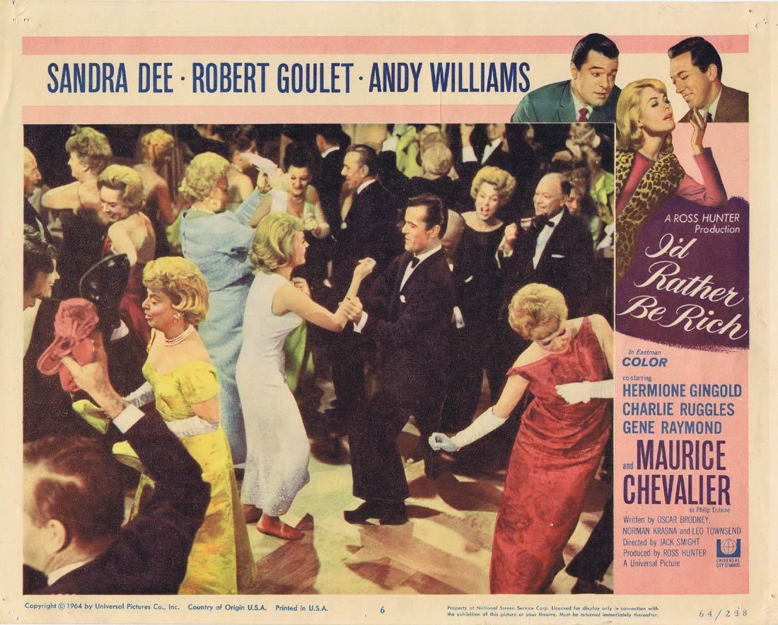 I’D RATHER BE RICH Lobby Card 6 Sandra Dee Robert Goulet Andy Williams