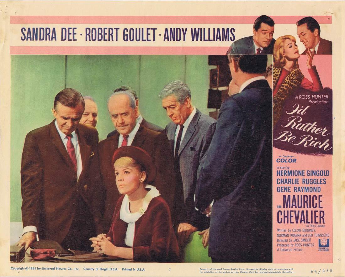 I’D RATHER BE RICH Lobby Card 7 Sandra Dee Robert Goulet Andy Williams