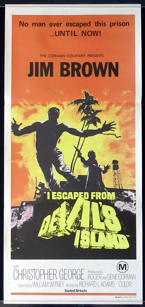 I ESCAPED FROM DEVILS ISLAND Original Daybill Movie poster 1973 Jim Brown