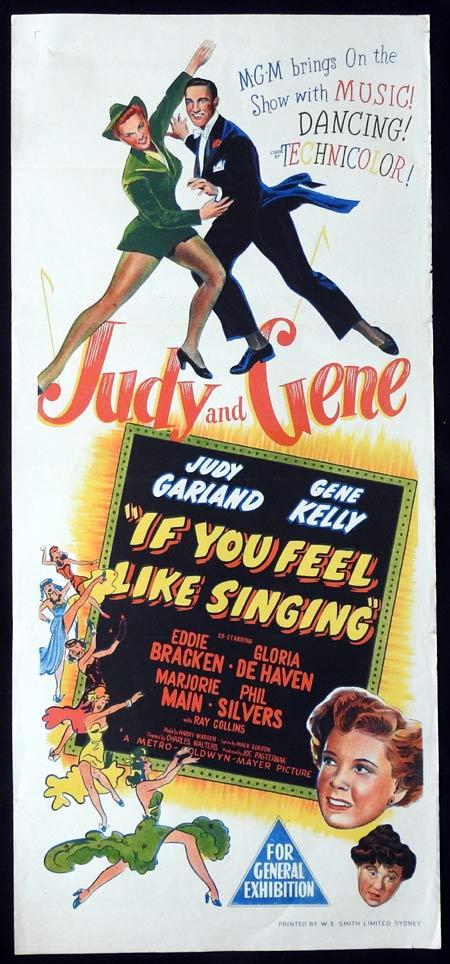 IF YOU FEEL LIKE SINGING Original daybill Movie Poster JUDY GARLAND Gene Kelly