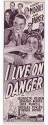 I LIVE ON DANGER Original Daybill Movie Poster Chester Morris Jean Parker FILM NOIR Narrow Format