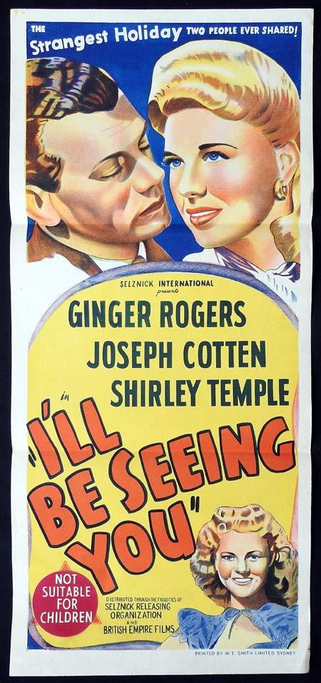I’LL BE SEEING YOU Original Daybill Movie Poster Ginger Rogers Joseph Cotten Shirley Temple