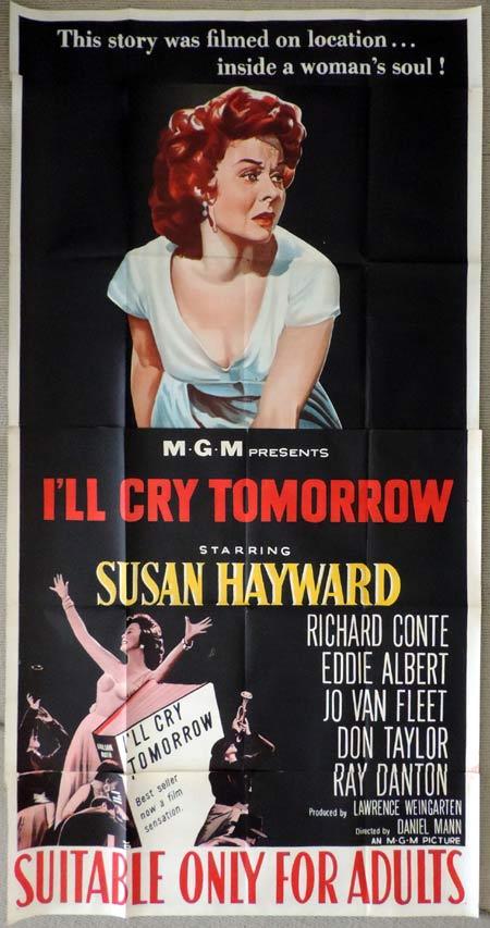 I’LL CRY TOMORROW Original 3 Sheet Movie Poster Susan Hayward