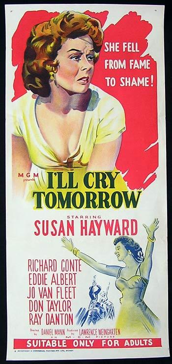 I’LL CRY TOMORROW Original 60sr Daybill Movie Poster Susan Hayward
