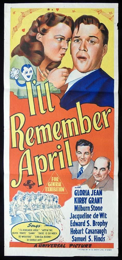 I’LL REMEMBER APRIL Original Daybill Movie poster Gloria Jean Kirby Grant