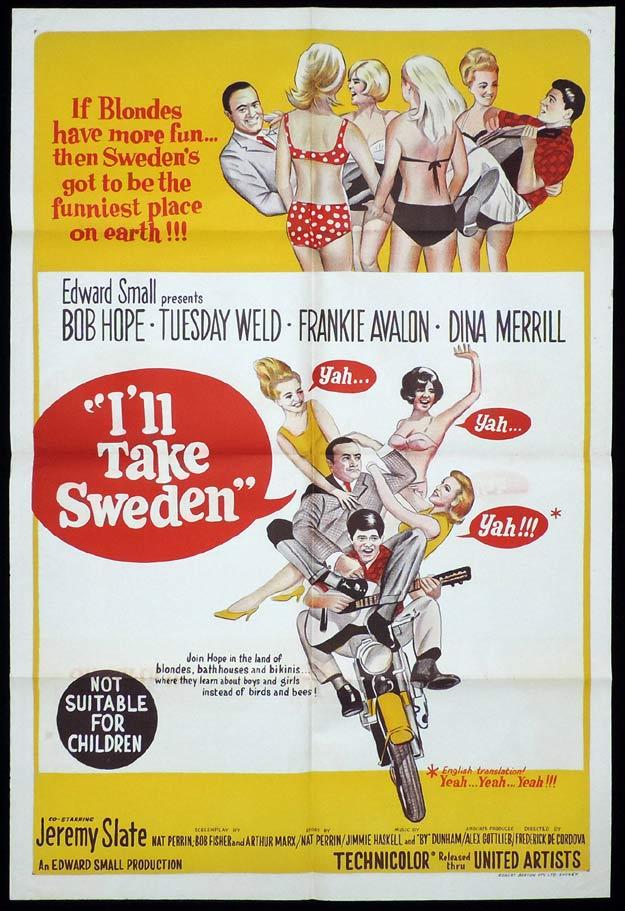 I’LL TAKE SWEDEN One sheet Movie poster Bob Hope Tuesday Weld