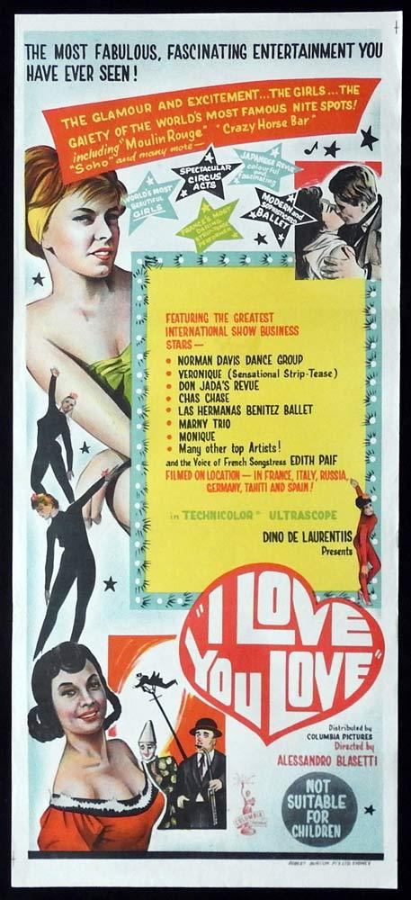 I LOVE YOU LOVE Original Daybill Movie Poster Willy Fritsch Sexploitation Giuliano Gemma
