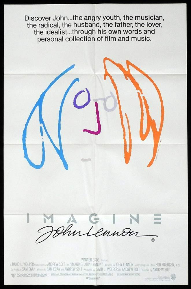 IMAGINE Original One sheet Movie poster John Lennon art Beatles