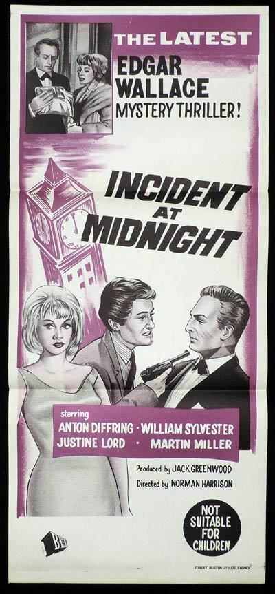 INCIDENT AT MIDNIGHT Daybill Movie poster Film Noir Edgar Wallace Theatre