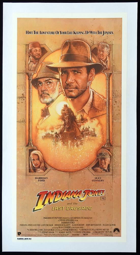 INDIANA JONES AND THE LAST CRUSADE Linen Backed Daybill Movie poster