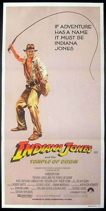INDIANA JONES AND THE TEMPLE OF DOOM ’84 Whip Art daybill