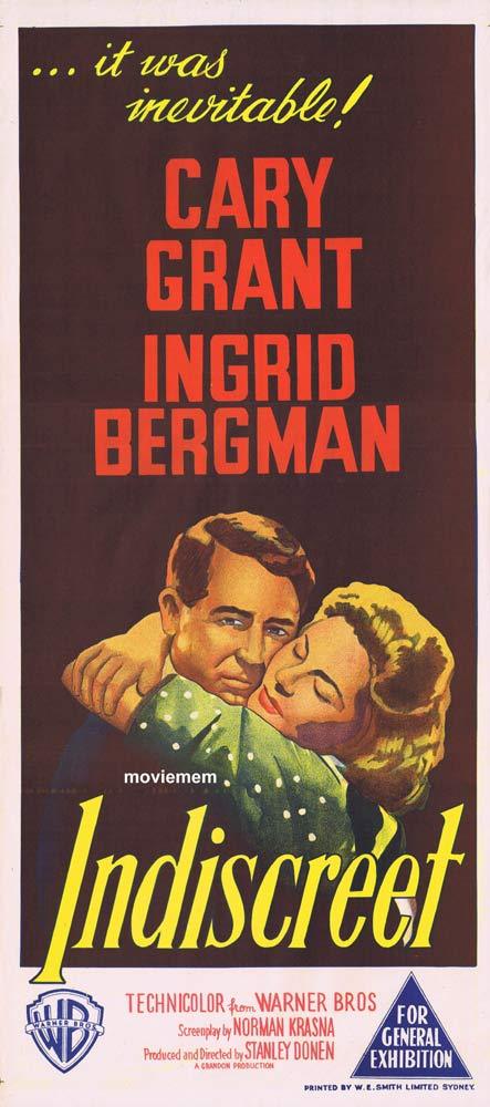 INDISCREET Original Daybill Movie Poster Cary Grant Ingrid Bergman