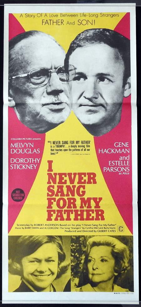 I NEVER SANG FOR MY FATHER Original Daybill Movie Poster Melvyn Douglas Gene Hackman