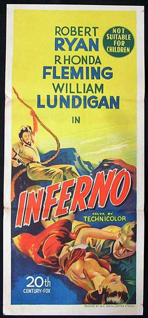 INFERNO Original Daybill Movie Poster Film Noir Robert Ryan Rhonda Fleming