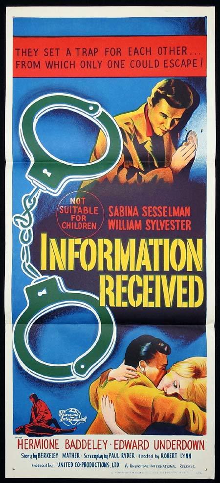 INFORMATION RECEIVED Original Daybill Movie poster Sabine Sesselmann William Sylvester