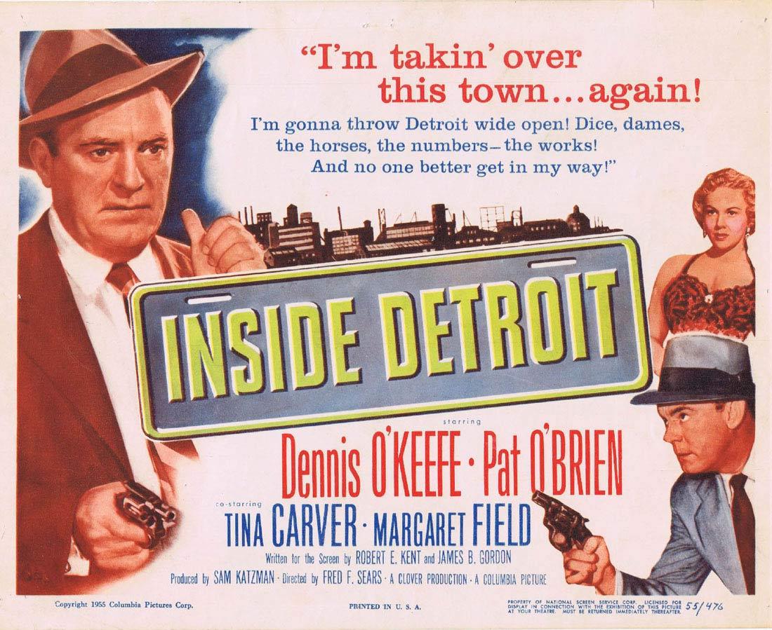 INSIDE DETROIT Vintage Title Lobby Card Dennis O’Keefe Film Noir
