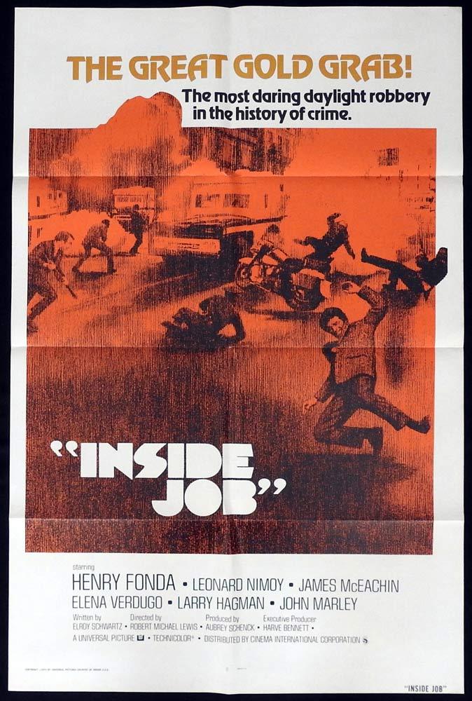 INSIDE JOB Original US One sheet Movie poster Henry Fonda Leonard Nimoy