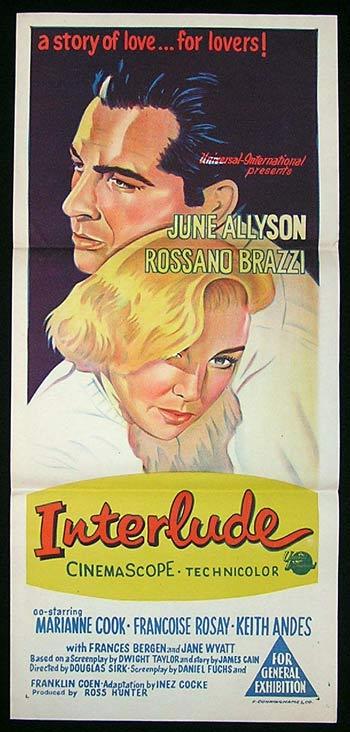 INTERLUDE Movie Poster 1957 June Allyson Rare daybill