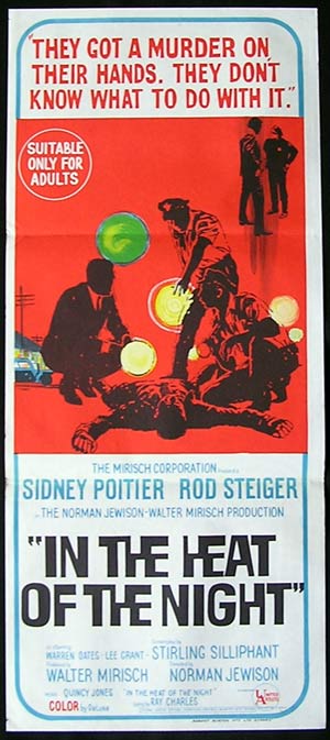 IN THE HEAT OF THE NIGHT Daybill Movie Poster 1967 Sidney Poitier Rod Steiger