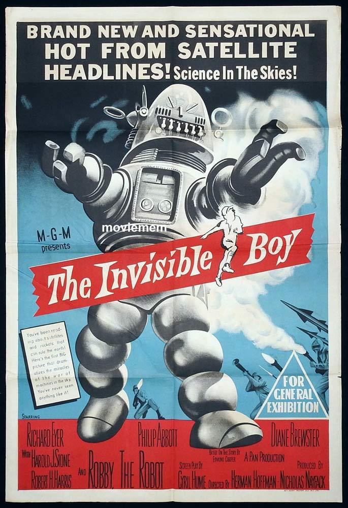 THE INVISIBLE BOY One Sheet Movie Poster Science Fiction Robby the Robot