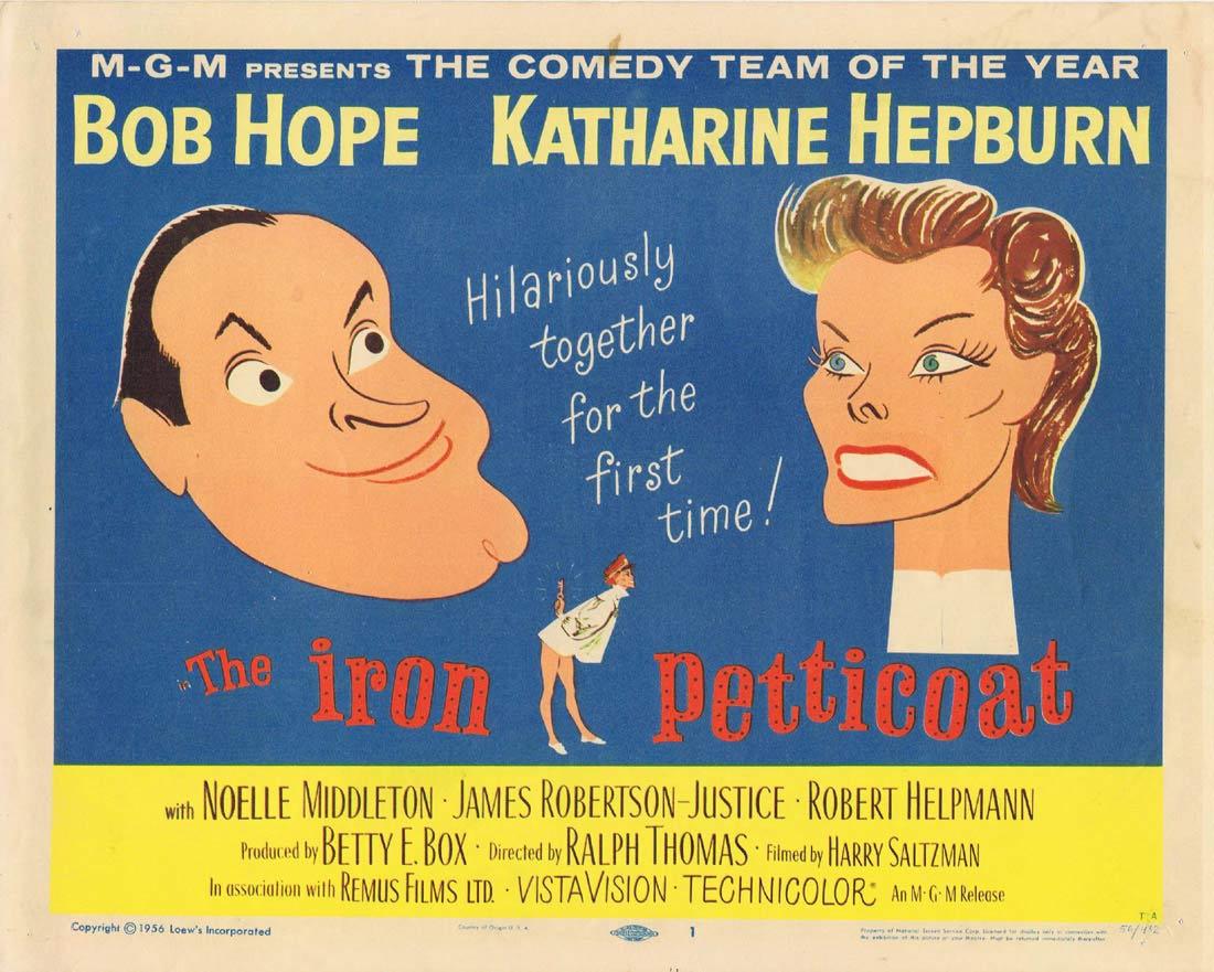 THE IRON PETTICOAT Katharine Hepburn Title Lobby card Bob Hope
