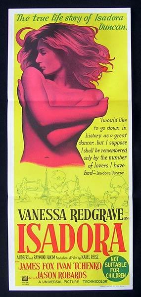 ISADORA Original Daybill Movie Poster Vanessa Redgrave