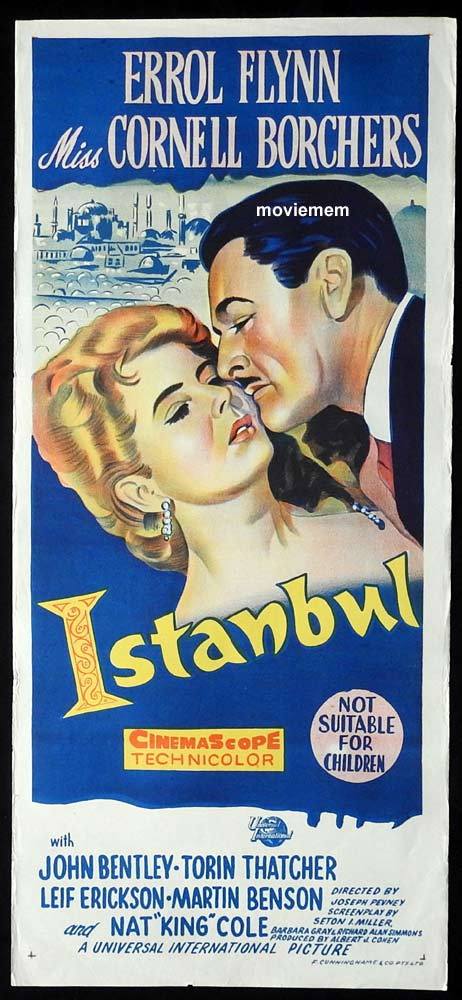 ISTANBUL Original Daybill movie poster Errol Flynn Cornell Borchers