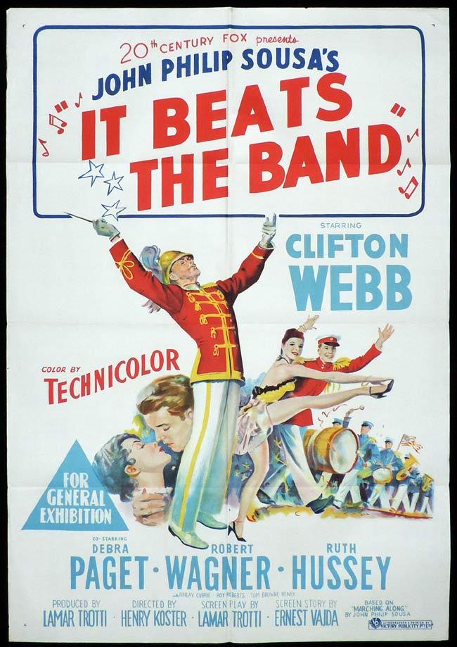 IT BEATS THE BAND Original One sheet Movie Poster Clifton Webb John Philip Sousa