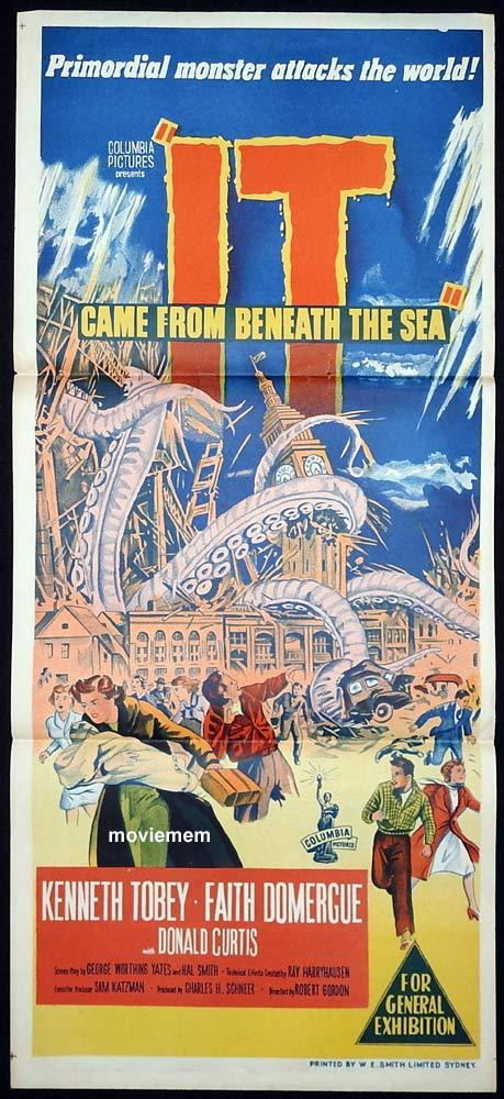 IT CAME FROM BENEATH THE SEA Original Daybill Movie Poster Kenneth Tobey SCI FI Faith Domergue
