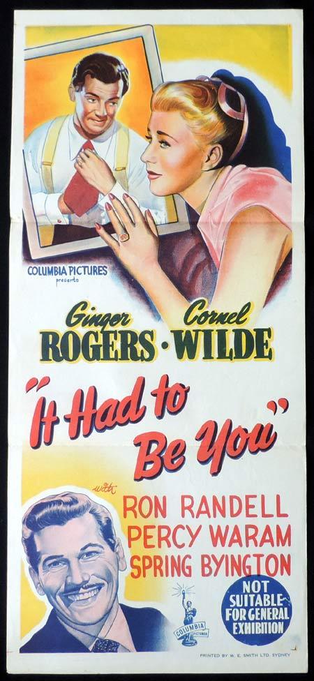 IT HAD TO BE YOU Original Daybill Movie Poster Ginger Rogers