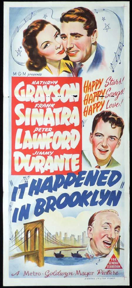 IT HAPPENED IN BROOKLYN Original Daybill Movie Poster Kathryn Grayson Frank SInatra