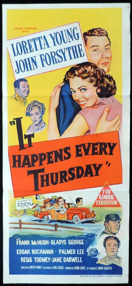 IT HAPPENS EVERY THURSDAY Original Daybill Movie Poster Loretta Young John Forsythe