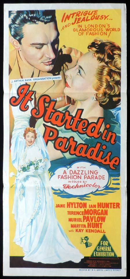 IT STARTED IN PARADISE Original Daybill Movie Poster Jane Hylton