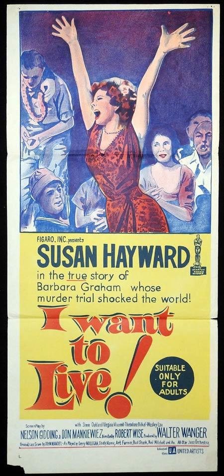 I WANT TO LIVE Original Daybill Movie Poster Susan Hayward Simon Oakland