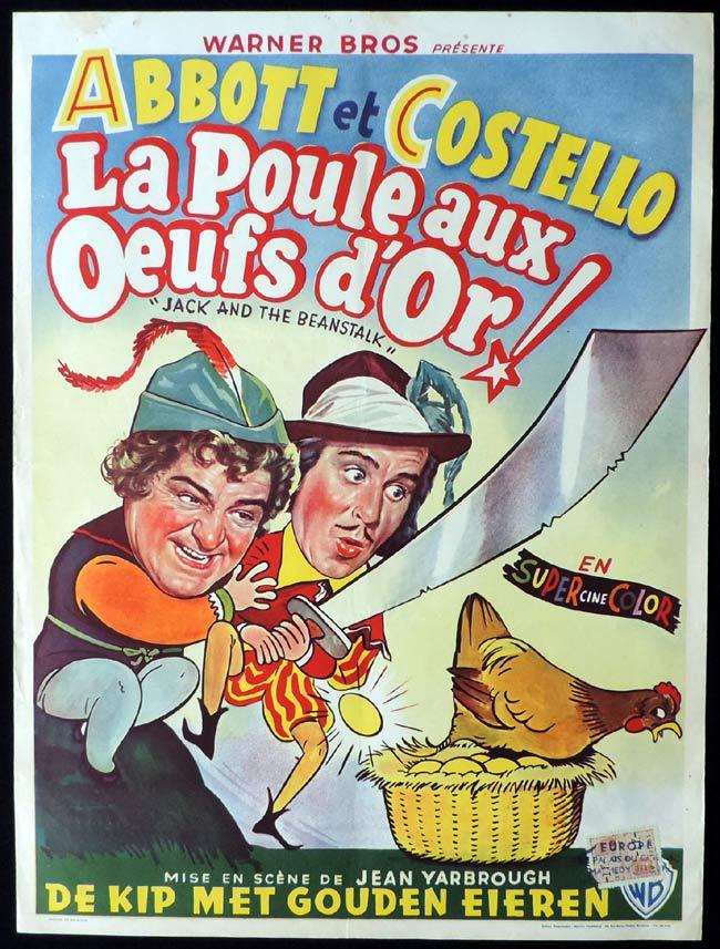 JACK AND THE BEANSTALK Original Belgian Movie poster Abbott and Costello
